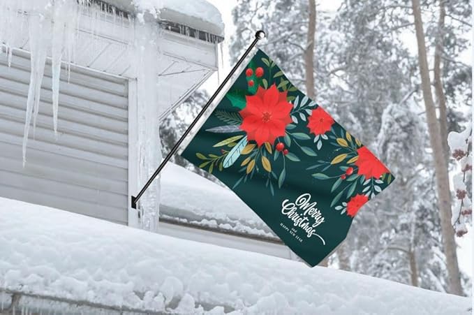 AGAS Merry Christmas Flag 3x5 Ft - Merry Christmas and Happy New Year Flags Vivid Color 200 Denier Nylon Holiday Flag With Brass Grommets for Indoor Outdoor Decoration