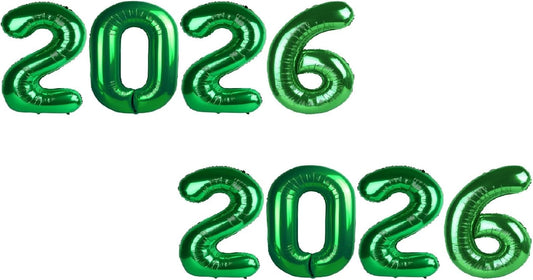 2026 Balloon - 2 Pack Dark Green Birthday Number Balloons, 40 Inch Large Foil Balloons for Men Women Boys Girls Dark Green Themed Birthday Decorations，Number 2026 Balloon