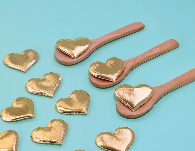 ONLYKXY 200Pcs 3.5cm Big Sponge Confetti Decor Glitter Flower Heart Shape Petals Table Decoration for Wedding Party Valentine's Day Scatter Ponge Petal Confetti (Golden)
