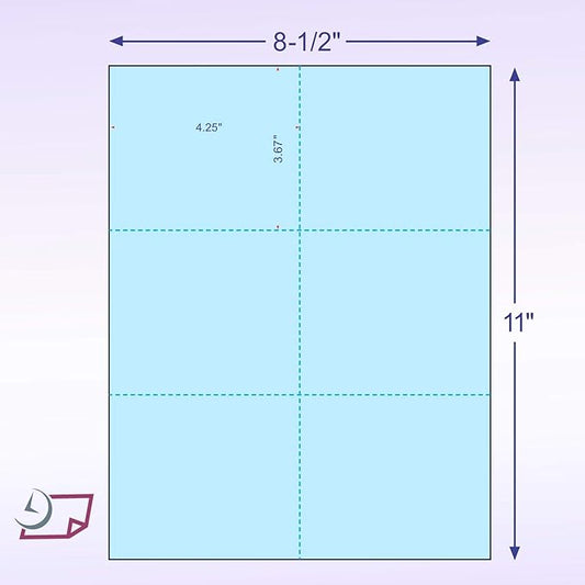 NextDayLabels - Laser Printer Blank Perforated 6 Cards per Page: Registration, Flower Delivery, Inventory Tags, Wedding RSVP, Trip Tickets, Blue (1200 Cards)