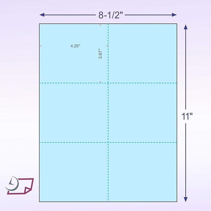 NextDayLabels - Laser Printer Blank Perforated Cards 6 up per Page, for School Registration Cards, Flower Delivery Cards, Wedding Response Cards, RSVP Cards, Trip Tickets, ETC, (300 Blue Cards)