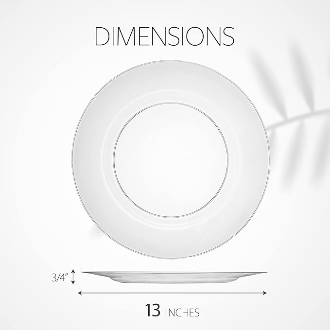 13'' Party Chargers Large Plates & Platters Great for Elegant Party's Weddings Tableware Great for Serving dish Clear, Pack of 6