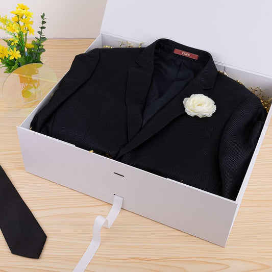 Extra Large White Gift Box 19x16x6 Inches, Gift Box with Ribbon, Gift Boxes with Lid Magnetic Closure, Groomsman Proposal Box, Rectangle Collapsible Boxes for Wedding Gown (Matte White)