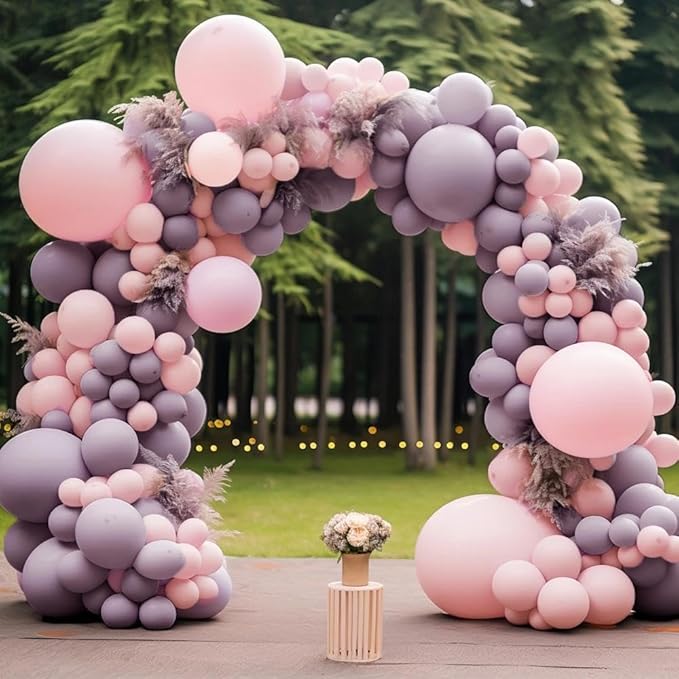 Dusty Purple Balloons Double Stuffed Dark Purple Balloons 18/12/5 Inch Retro Lilac Pastel Lavender Balloon Garland Arch for Wedding Birthday Baby Shower Bridal Shower Mother's Day Party Decorations