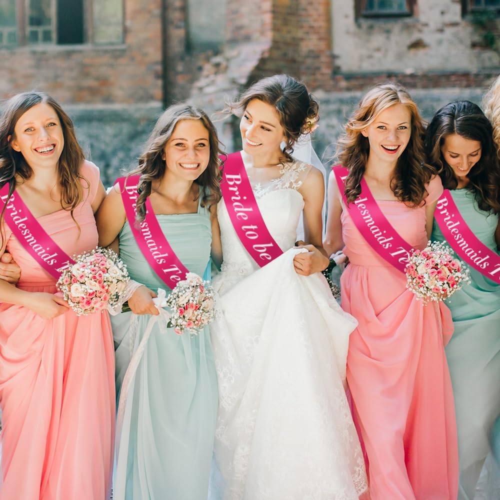 12pcs Satin Sashes - Hot Pink Sash for Birthday Girl, Bride To Be, President, Bachelorette, Homecoming, Pageants, Miss, Senior, Party Favors