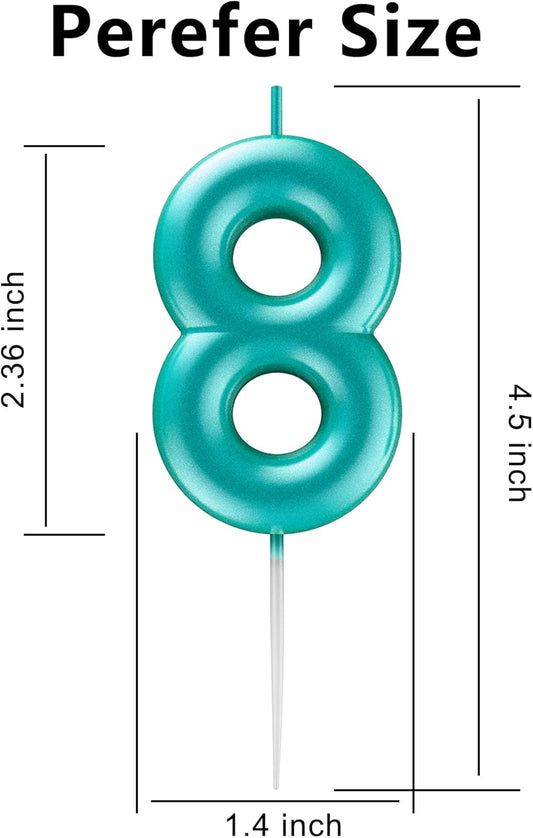 Blue Number 8 Candle Happy Birthday 3D Number Candles for Birthday Cake Party Decoration Wedding Anniversary Celebration Supplies