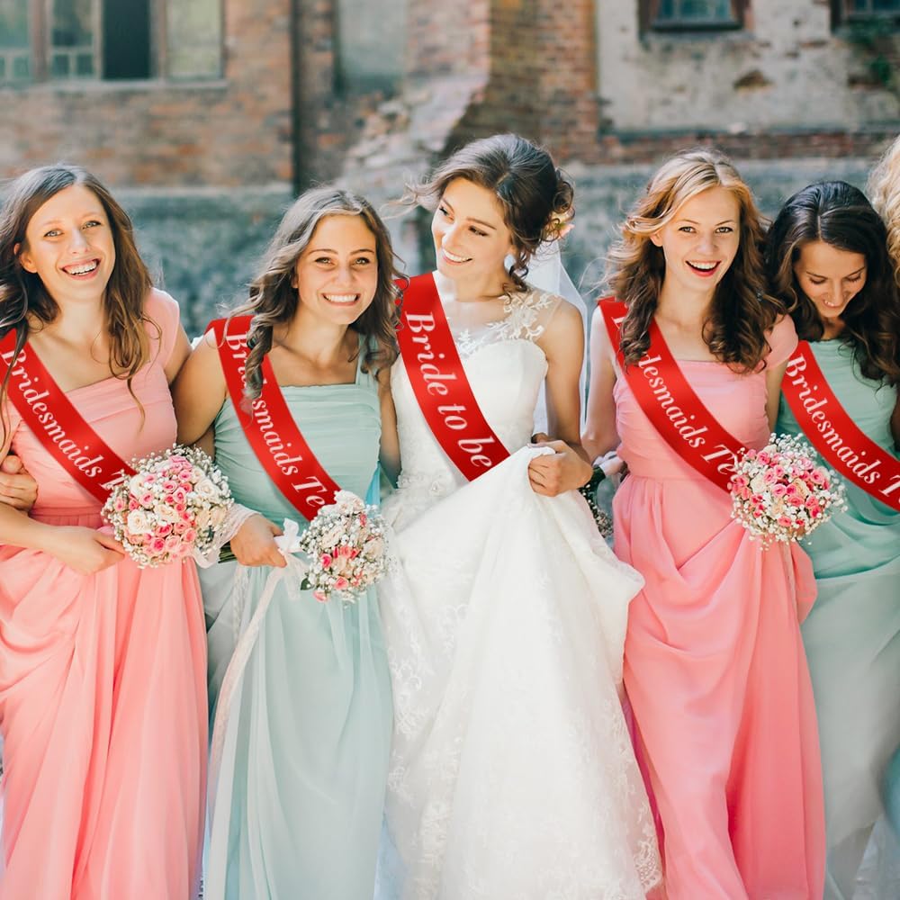 12pcs Red Sash for Bride, Bachelorette, Prom Queen, Pageant & Party Decor