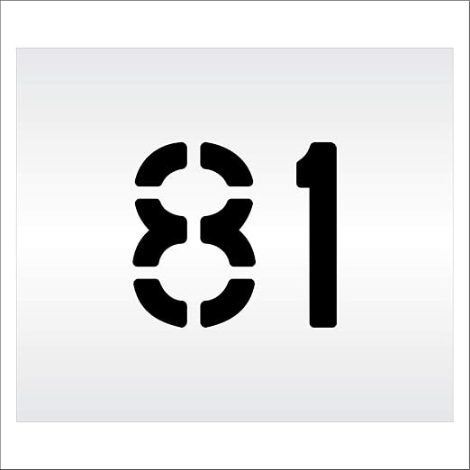 Pavement, Curb, and WheelStop Stencils - 6 inch Double Number Stencil - (81) - 6" x 6" x 1/8" (128 mil) - Pro-Grade