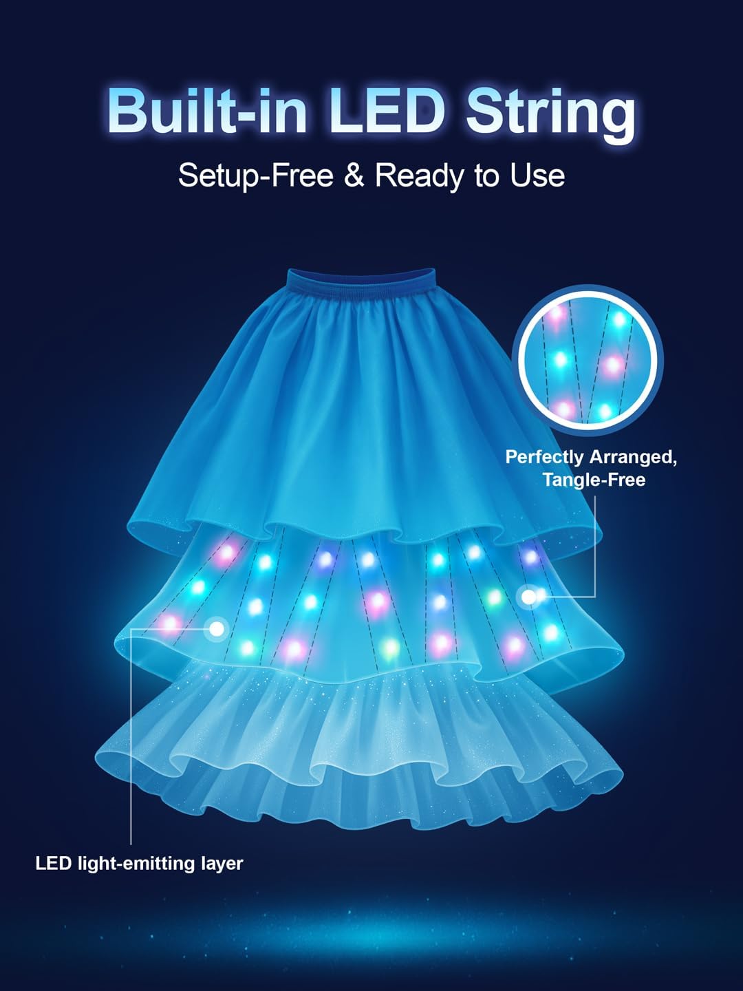 Princess Dress Up Clothes, Syncs with Music, App-Control, RGB LED Light Up Princess Dress for Girls with Accessories