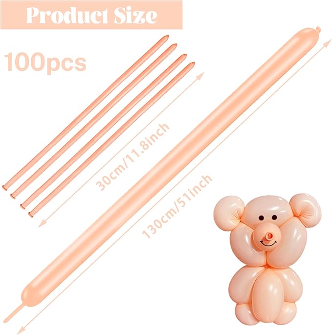 260 Long Balloons 100 Pack Pastel Orange Twisting Animal Balloons Thickening Latex Modeling Long Magic Balloons for Animal Model Weddings Birthdays Festival Party Decorations