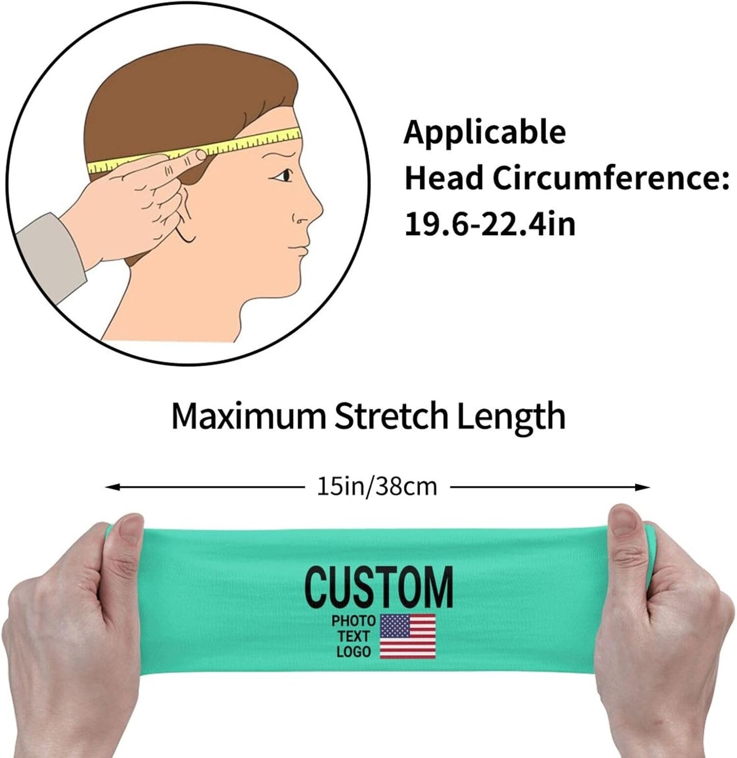Custom Sports Headband Sweatband Bandana Add Your Photo Logo Text Number, Bulk Customized Unisex Sports Moisture Wicking Breathable Elastic