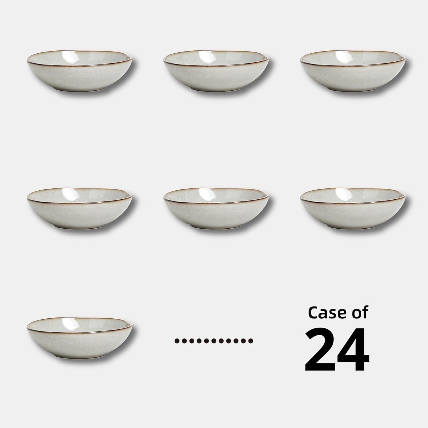 Organic Shape Restaurant Soup/pasta Bowl 8"/30oz, Commerical Grade Catering Stoneware Bowls in Ir-regular Organic Shape, Chip & Scratch Resistant, Glossy Reactive Glaze Grey, Case of 24