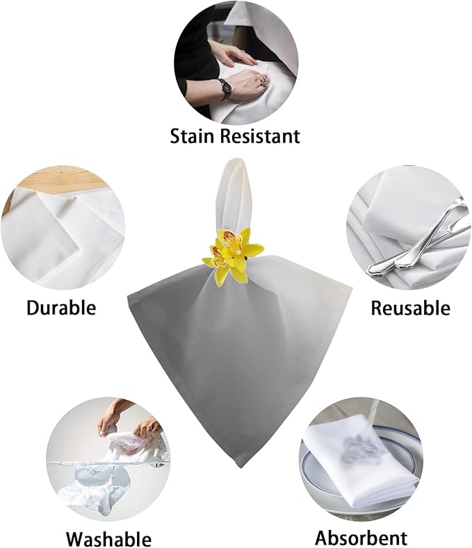 Cloth Napkins Yellow and Grey Ombre Set of 6 Dinner Napkins Paper Soft Durable Washable Table Napkin Yellow Gradient Color Reusable Napkins for Family Dinners Weddings and Everyday Use 20x20 Inch