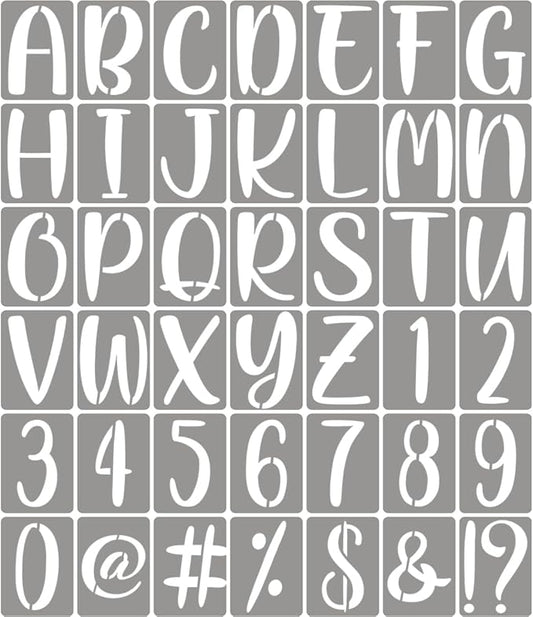 XANGEY 8 Inch Letter Stencils for Painting - 42 Pack Alphabet Letter Number Templates with Signs, Reusable Plastic Alphabet Stencils for Chalkboard Fabric Rock Wood Crafts Painting
