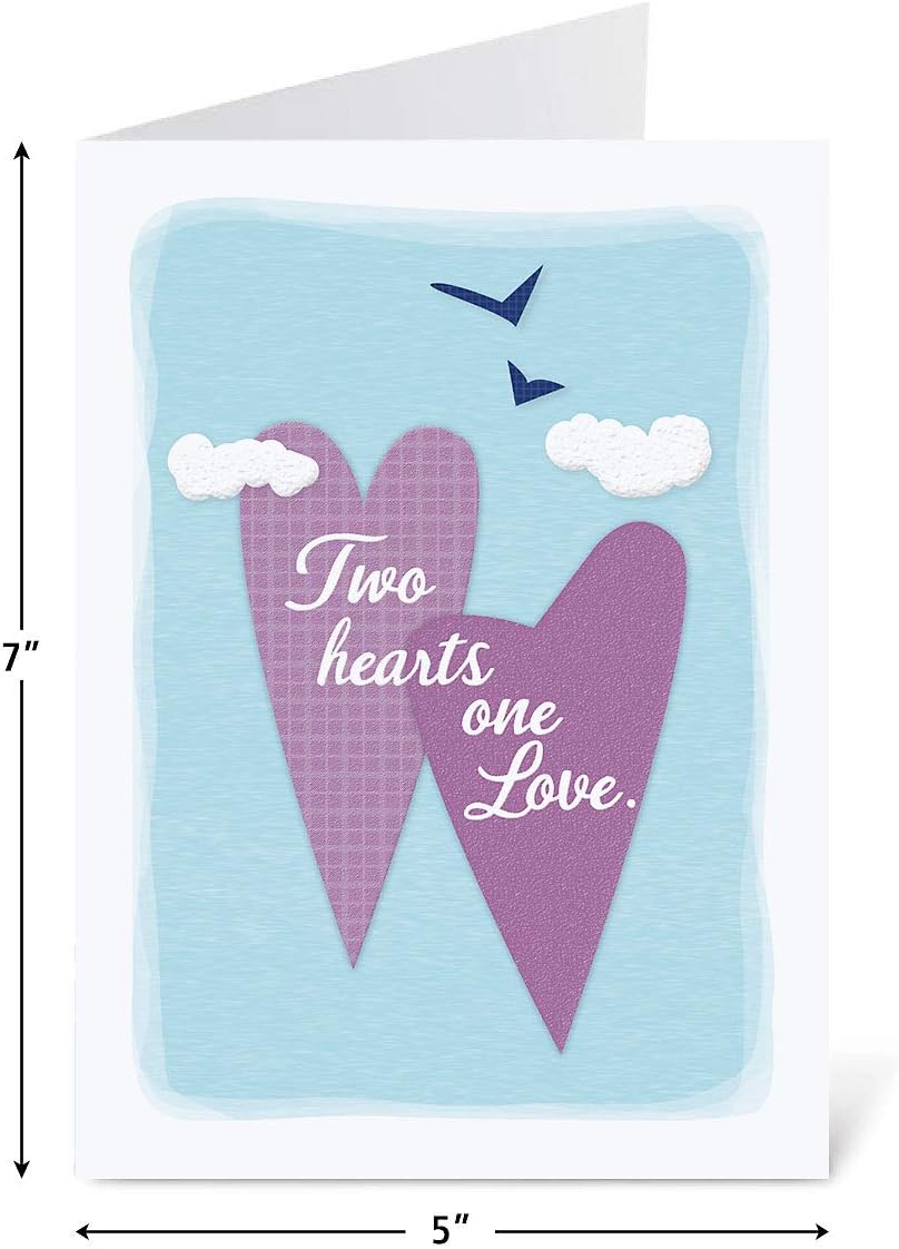 Every Happiness Anniversary Greeting Cards - Set of 8 (4 designs), Large 5" x 7" Wedding Anniversary Cards with Sentiments Inside, White Envelopes