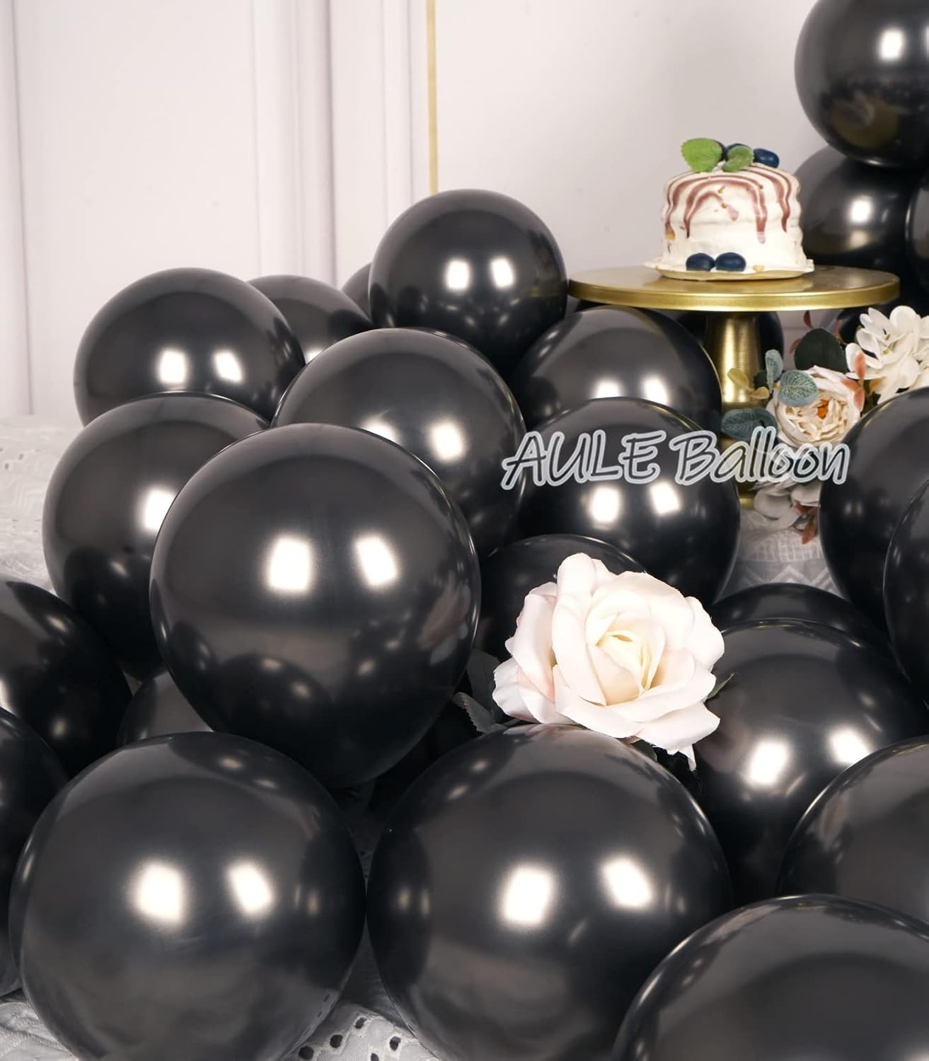 AULE Metallic Black Balloons 5 inch 50 Pcs Black Latex Balloons Chrome Helium Shiny Thicken Balloon Perfect Party Decoration for Wedding Birthday Baby Shower Graduation Christmas Carnival