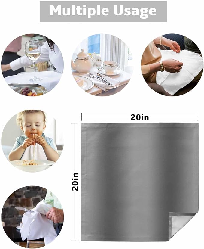 Gray Ombre Cloth Napkins Set of 6 Reusable Dinner Napkins, Modern Abstract Art Cocktail Napkin, Farmhouse Gradient Washable Table Napkins for Wedding/Holiday Party/Baby Shower 20"x20"