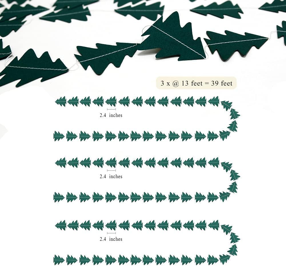 Cheerland Christmas Tree Garland Camping Decorations for Woodland Theme Baby Shower Birthday Party Decoration Xmas Hanging Nature Streamer Backdrop Green Pine Tree Garland Classroom Glamping Decor