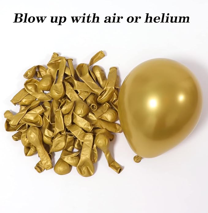 RUBFAC 120pcs Balloons for Birthday Baby Shower Graduation Anniversary Wedding Party Supplies Garland Arch Decoration,5 Inches,Gold