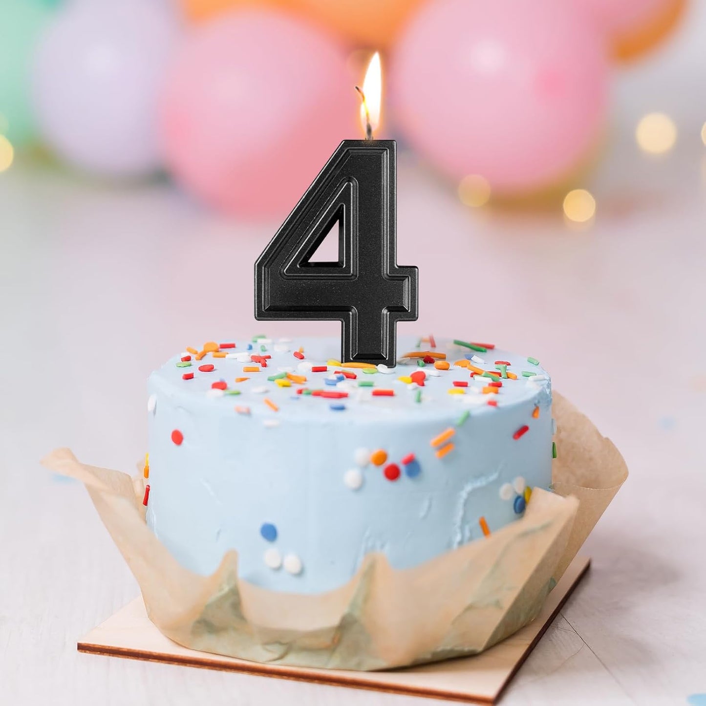 BEAN LIEVE Black Birthday Candles Number 4, Black Number Candles, Cake Number Candles for Birthday Parties and Wedding Anniversary Celebrations