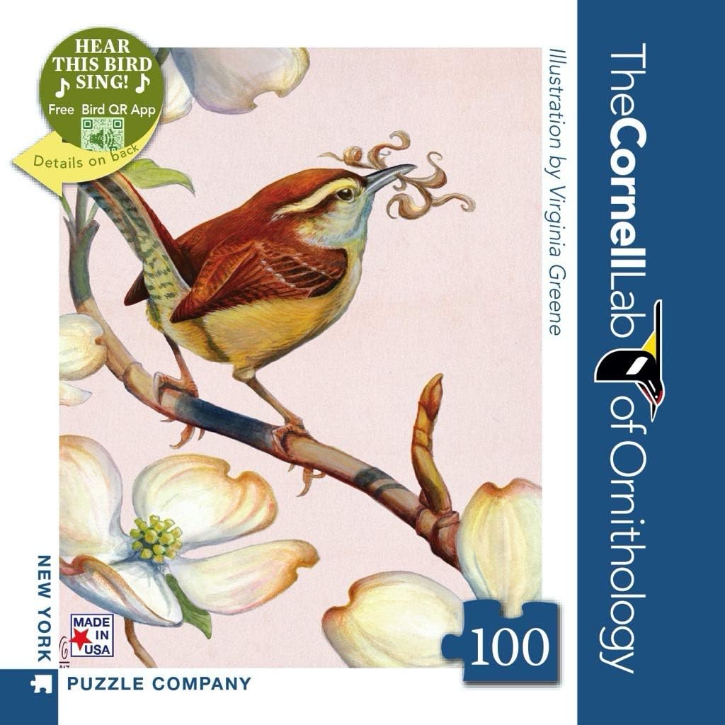 New York Puzzle Company - Cornell Lab Carolina Wren Mini - 100 Piece Jigsaw Puzzle for Family Game Nights by Virginia Greene