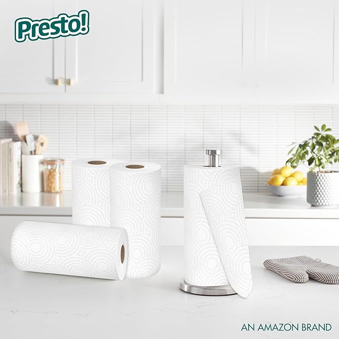 Amazon Brand - Presto! Kitchen Paper Towels - Flex-a-Size, 128 Sheet Family Roll, 8 Rolls (4 Packs of 2), White
