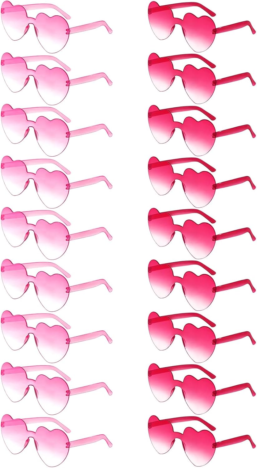 18 Heart Shape Rimless Sunglasses Transparent Candy Color Party Glasses Colored Eyewear for Women