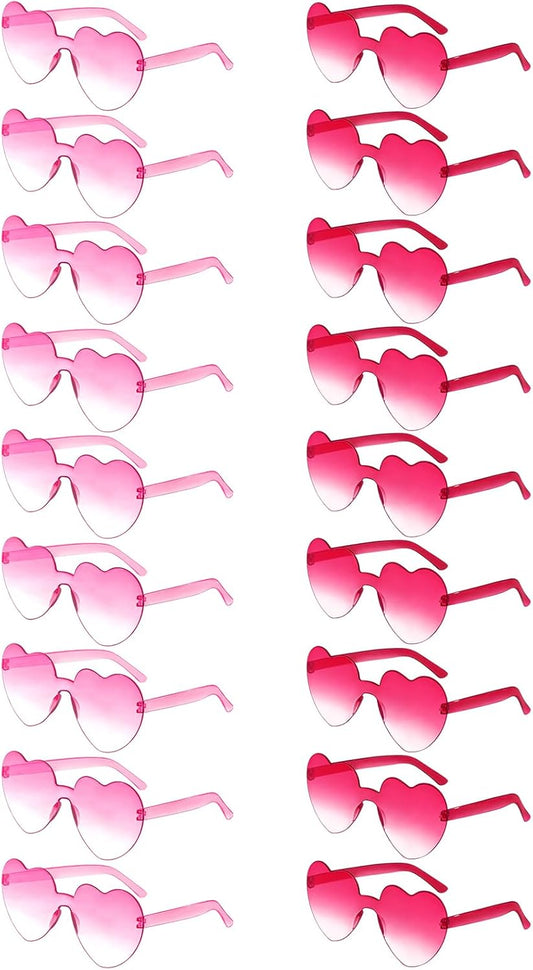 18 Heart Shape Rimless Sunglasses Transparent Candy Color Party Glasses Colored Eyewear for Women