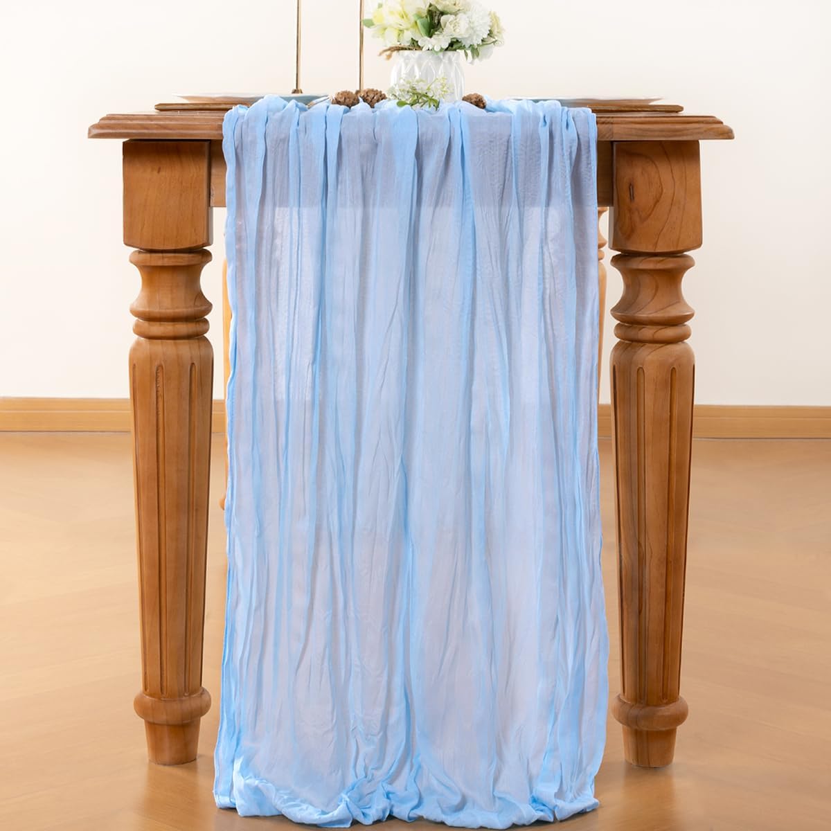 Light Blue Table Runner Cheesecloth Table Runners 4 Pack 10FT Baby Shower Decoration 120 Inches Fall Table Decor Dining Room Centerpiece Wedding Boho Baby Shower Birthday