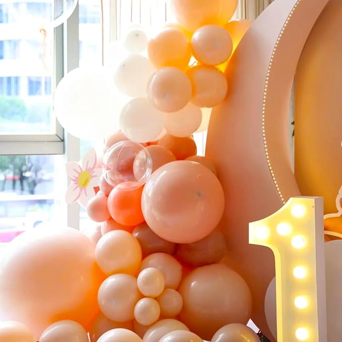 105pcs Peach Balloons 12inch Party Latex Balloons for Boys Girls Birthday Baby Shower Gender Reveal Wedding Sunflower Party Decorations