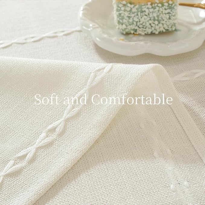 Zobesta White Table Cloth Rectangle 53 x 98 Inch, Cotton Table Cloth for Rectangle Tables Heavy Weight Farmhouse Soft Boho Tablecloth Rectangle for Party, Picnic, Dining, Outdoor,Fall, Wedding