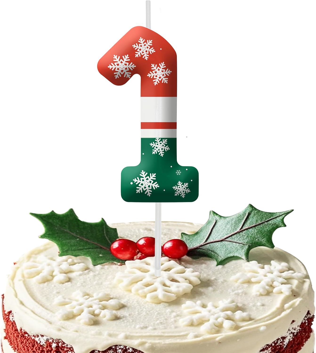 Christmas 1st Birthday Number Candles, Number 1 Candle Cake Toppers for Christmas Themed Parties, 1st Birthday Cake Candles for Boys and Girls, Kids Party Supplies