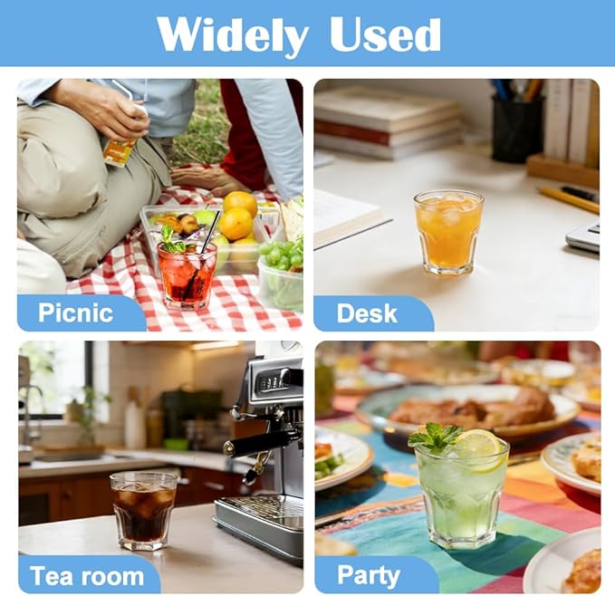 Plastic Drinking Glasses Set of 12, Unbreakable Water Tumbler, Acrylic Plastic Cups, Reusable Kids Drinking Cups for Children Kitchen Cocktail Picnic Party Juice Whiskey Wine (12pc-clear-160ml/5.4oz)