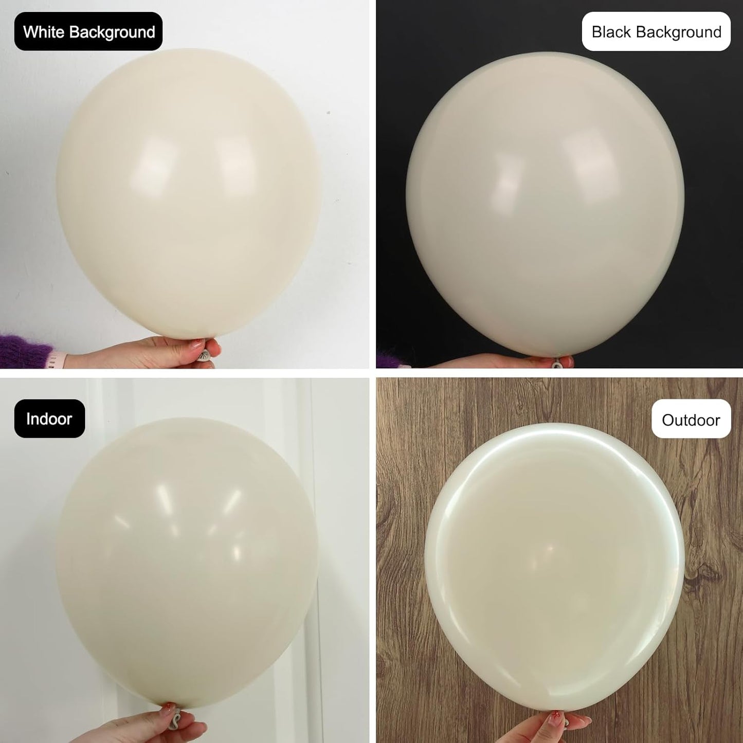RUBFAC 129pcs Sand White Balloons Different Sizes 18 12 10 5 Inches, Cream Beige Latex Balloon Garland Arch for Birthday Party Graduation Wedding Anniversary Baby Shower Decoration