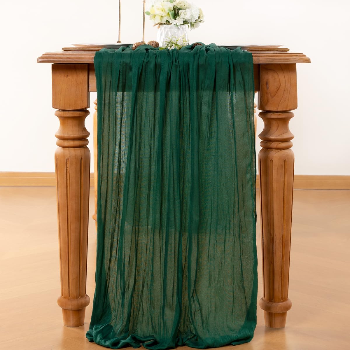 Emerald Green Table Runner Cheesecloth Table Runner 14FT Farmhouse Table Runners 160 Inches Fall Table Decor Dining Room Centerpiece Wedding Boho Baby Shower Birthday