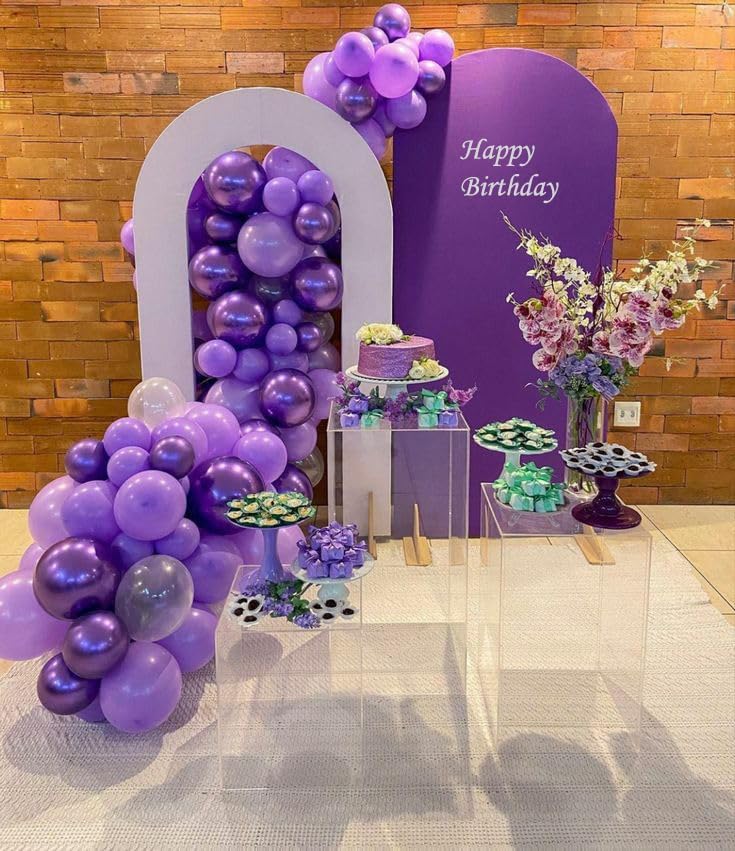 Purple Balloons Dark Purple Ballons, 50pcs 12 Inch Metallic Pastel Purple Balloon Purple Confetti Latex Balloons for Birthday Wedding Party Decorations