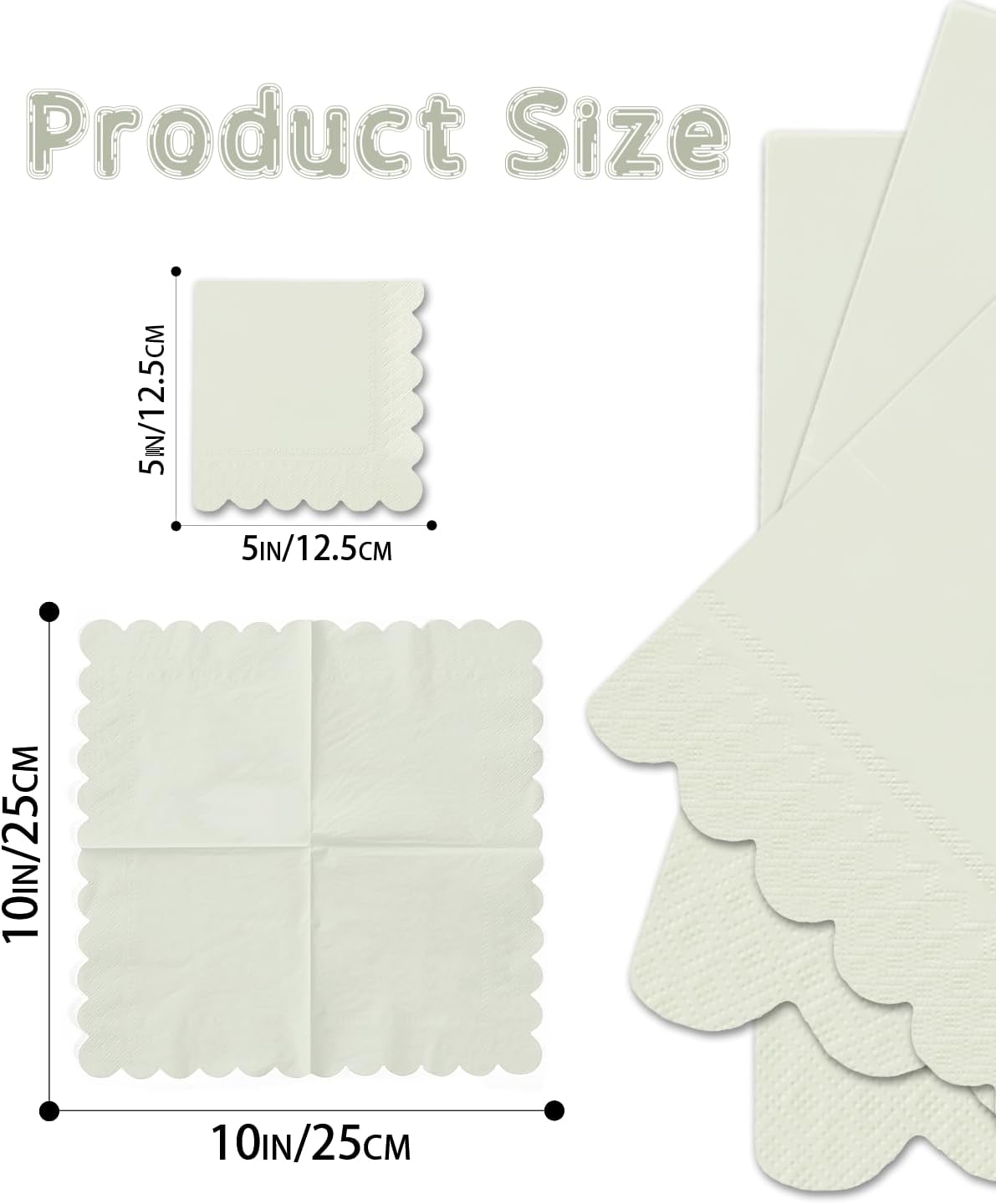 qiqee Apricot Grey Cocktail Dinner Napkins 5x5inch Disposable Beverage,Wedding, Birthday Party Dessert Wave Paper Napkins(120 Count)