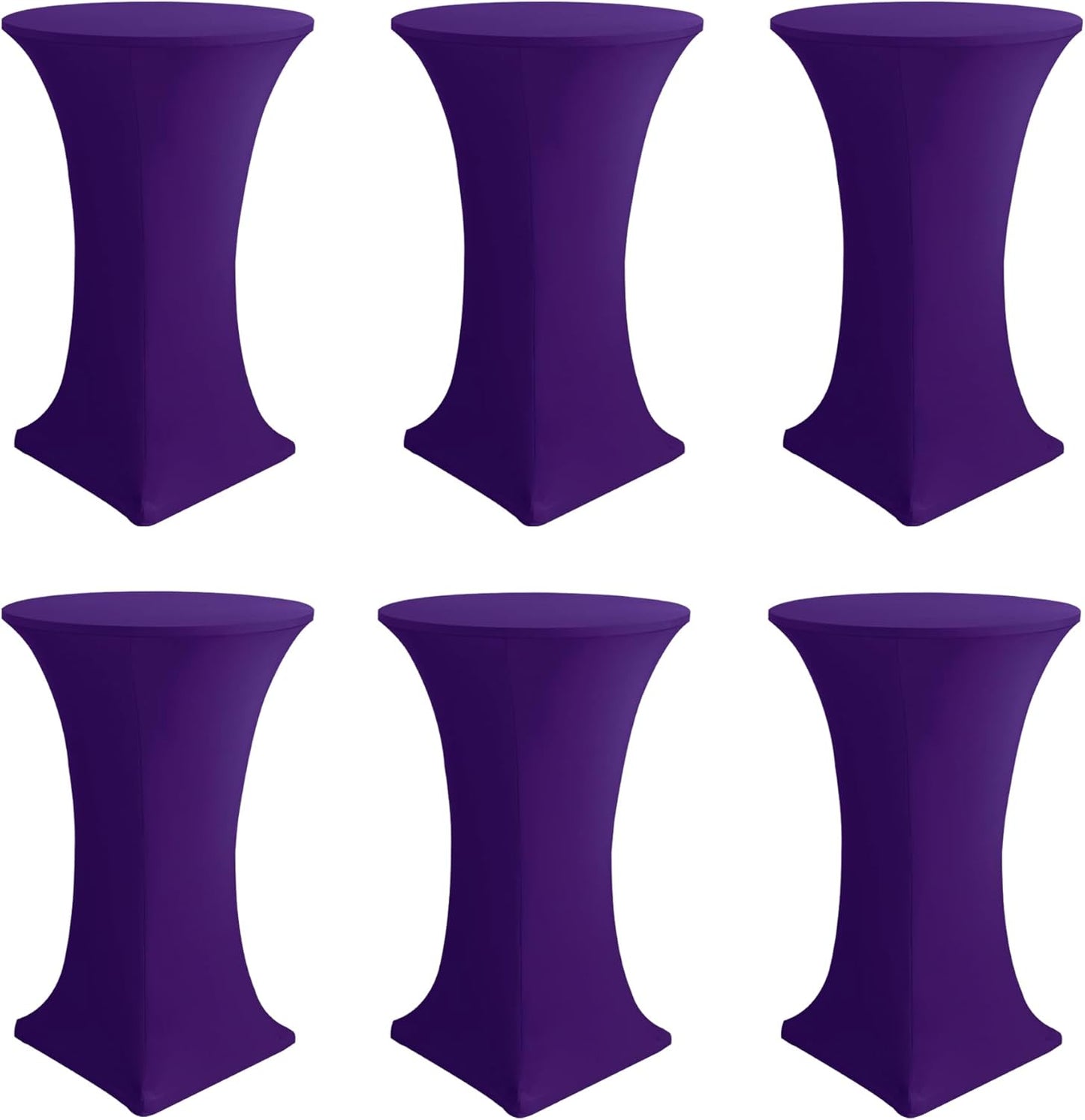 Cocktail Table Covers-Spandex Round High Top Table Cloths 6 Pack 32x43 Inch-Dark Purple Stretch Fitted Bar Tall Tablecloth for Pub Bistro Highboy Party Event Banquet Height Satnding Tables