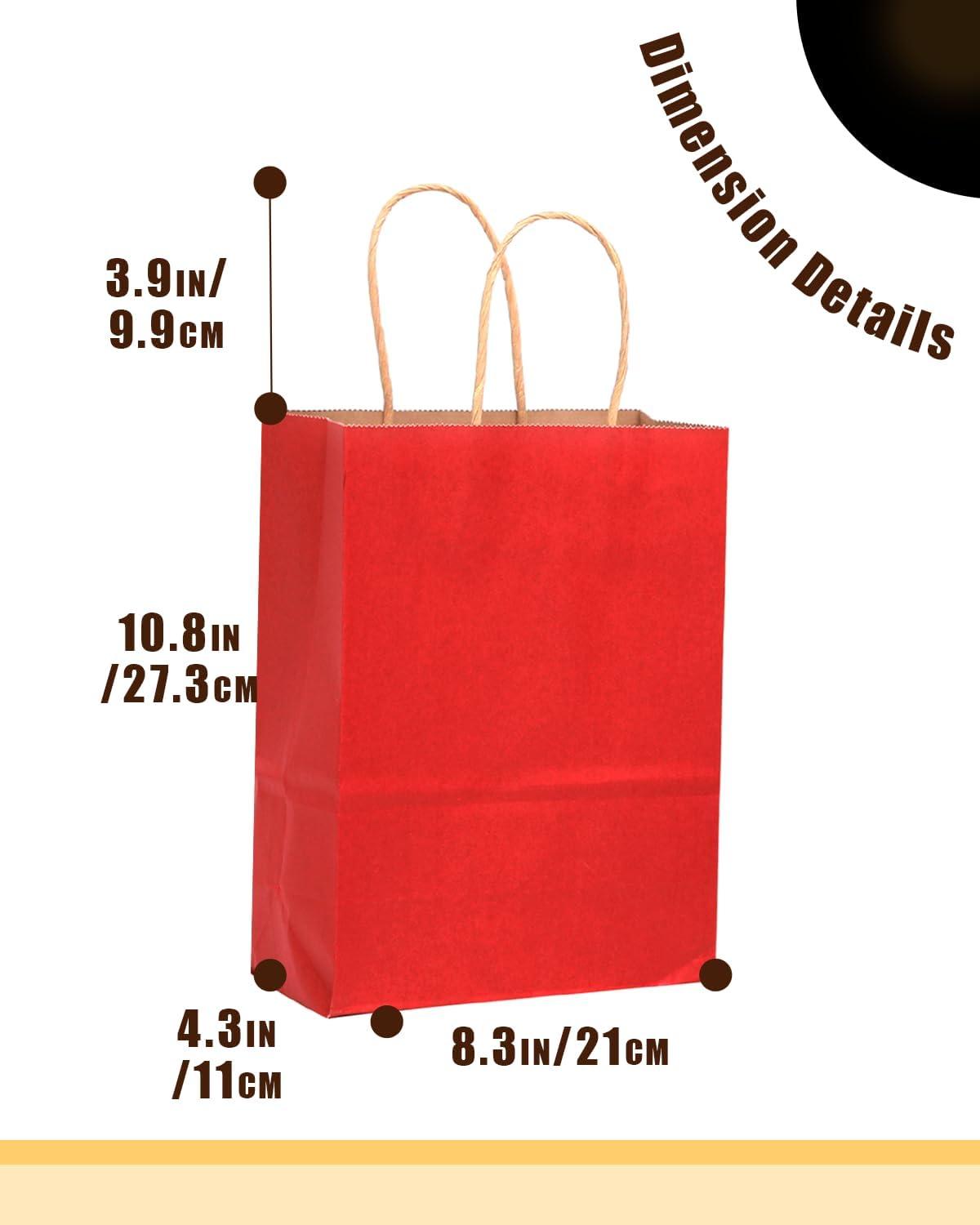 qiqee 100PCS Gift Bag with Handles Bulk Wine Red Paper Bags Multiple Uses (11"x5"x8" Medium Size)
