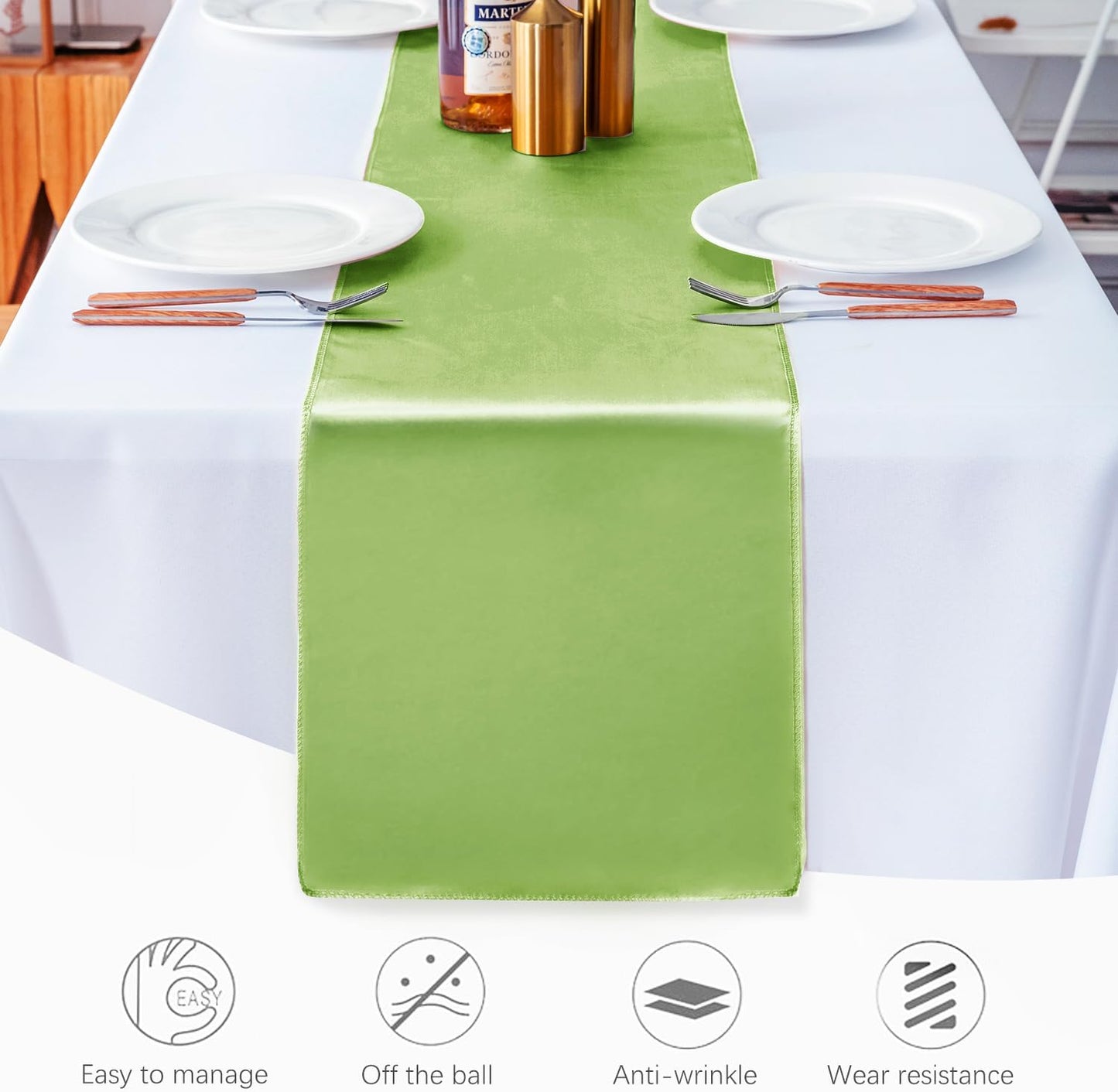 5 Pack Table Runner 12 X 108 Inch Silk Table Runner for Party,Wedding, Birthday, Banquets,Decoration