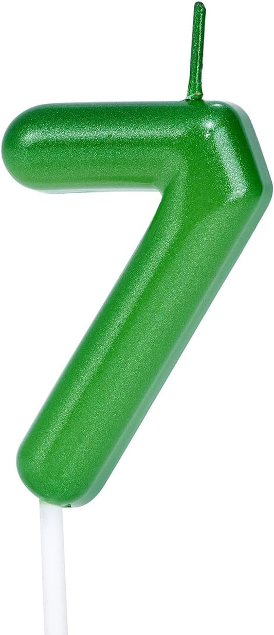 Green Number 7 Birthday Candles, Cake Toppers for Birthday/Baby Shower/Anniversary/Wedding Party Celebrating/Decorating. (Green Number 7)