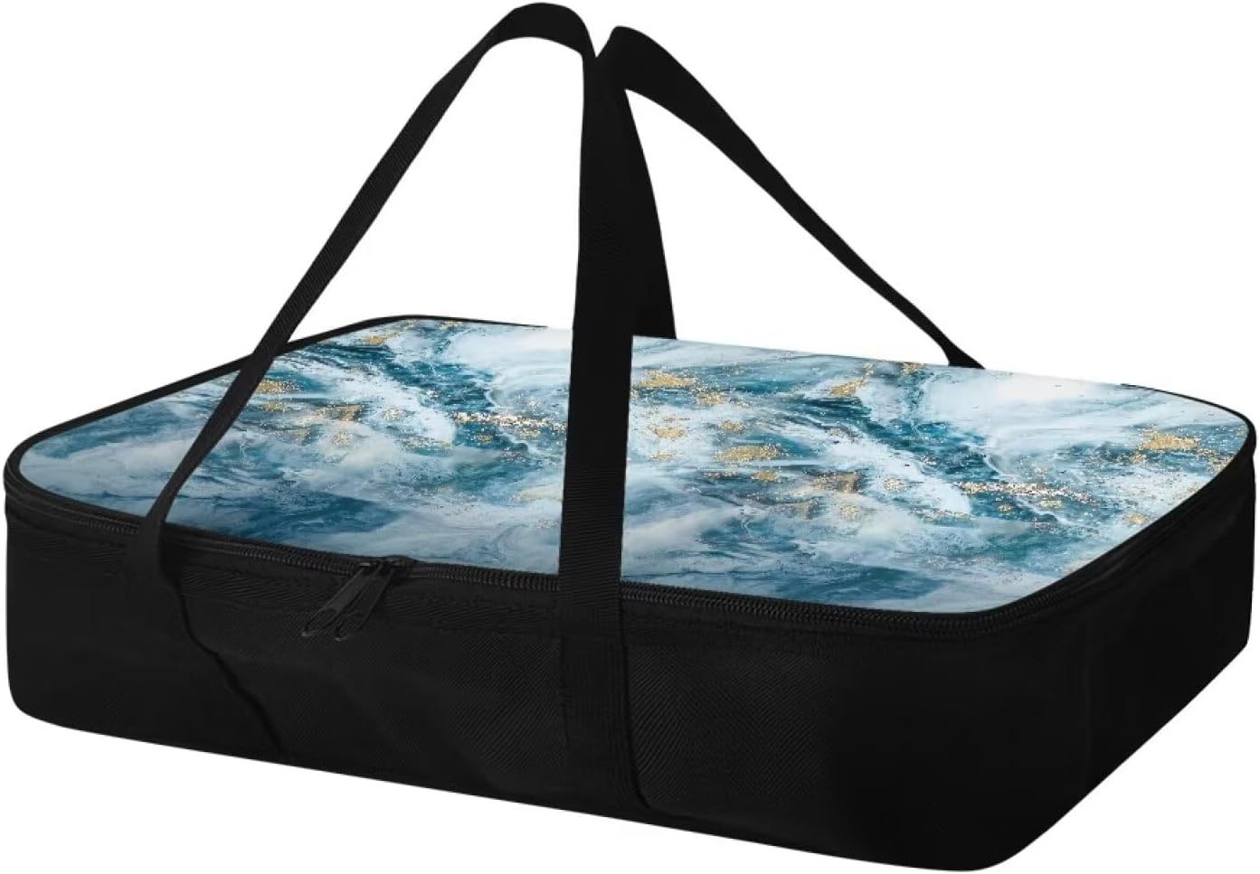 Blue Marble Print Insulated Casserole Carrier Travel Bag for Hot or Cold Food Dish Carrying Case for Beach Parties Picnic