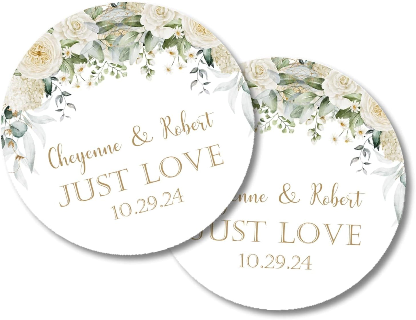 Green & White Wedding Invitations, Ivory Rose Garden, Personalized, Set of 12 Invitations with Envelopes