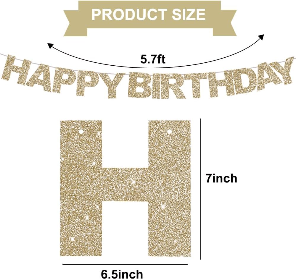 BEISHIDA Champagne Happy Birthday Banner - Pre-Strung,No DIY，Party Decorations - Happy Birthday Sign - Bday Banner for Women, Kids for Birthday Decor, Backdrop