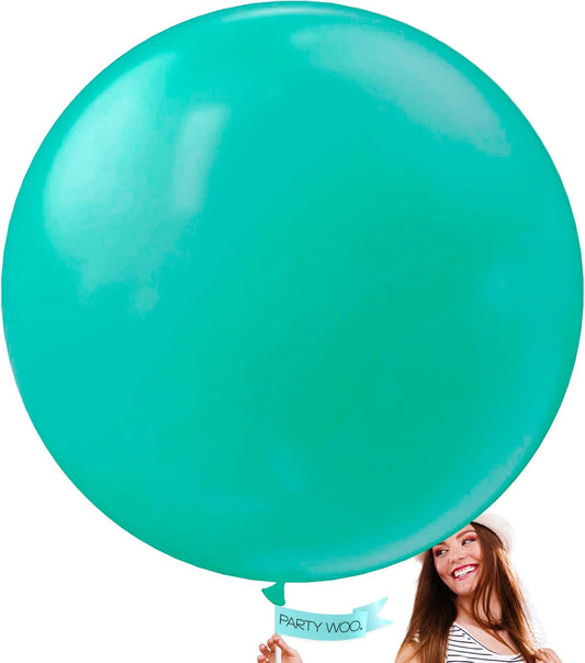 PartyWoo Teal Balloons 4 pcs 36 Inch Extra Large Big Jumbo Giant Turquoise Aqua Blue Teal Latex Helium Balloons for Graduation Wedding Baby Shower Birthday Party Decorations Teal-Y69