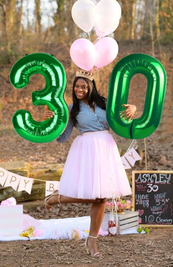 40 Inch Number 7 Balloon, 6 7 Birthday Decorations, Dark Green Seven Birthday Decor, 7 17 27 70 Year Old Balloon Number for Engagement, Wedding, Graduations