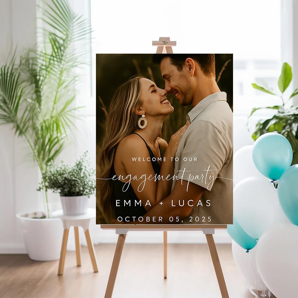 Personalized Engagement Welcome Sign, Engagement Party Sign, Engaged Decor for Couple - She Said Yes!, Decorations, Engaged Welcome, Custom Poster, Canvas, Wooden 2 Layer /3