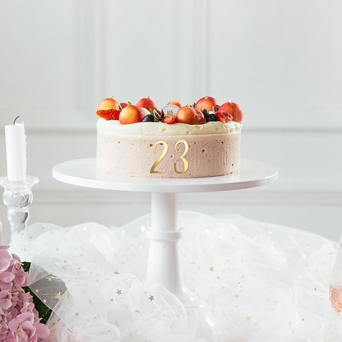20Pcs Gold Acrylic Cake Toppers, 0-9 Numbers for Cakes, 2 inch Small Personalized Birthday Cake Topper for DIY, Party, Wedding, Desert