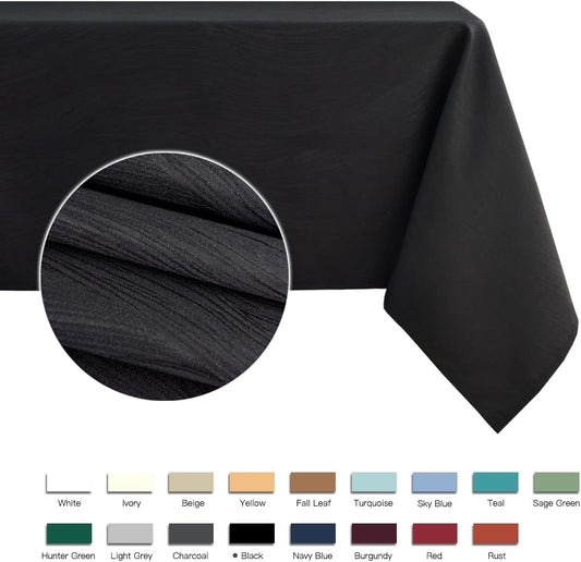 maxmill Jacquard Tablecloth Swirl Design Water Resistance Antiwrinkle Heavy Weight Soft Table Cloth for Buffet Banquet Parties Event Holiday Dinner Rectangle 60 x 84 Inch Black