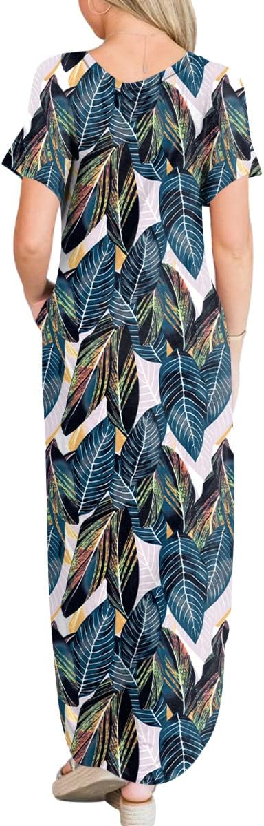 ANRABESS Womens Summer Maxi Dress Short Sleeve Casual Loose Long T Shirt Dresses Split Vacation Beach Sundress Travel Outfits